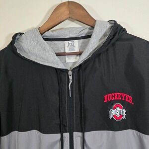 Pro‎ Edge Ohio State Buckeyes Full Zip Hooded Lightweight Jacket XL Black Gray